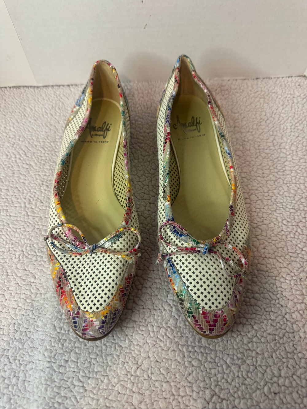 Amalfi by Rangoni Womens Narrow Leather Flats Italy Artsy Shoes Luxury Size 9